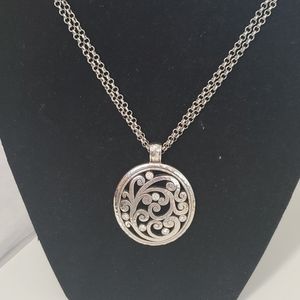 Retired BRIGHTON Hammered Scroll Crystal Pendant